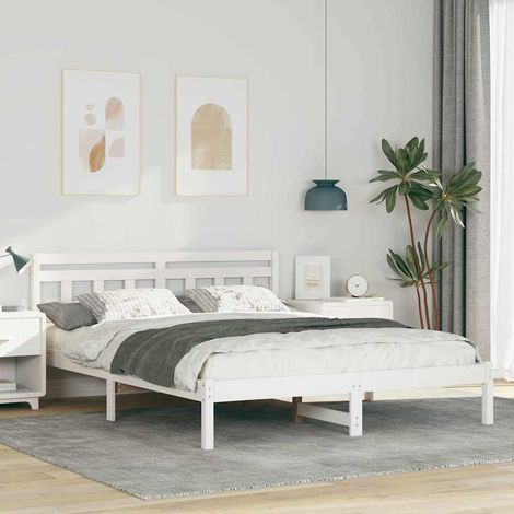 Cadre de lit-Structure de lit Blanc 140 x 200 cm Pin massif 641226 (1/5)