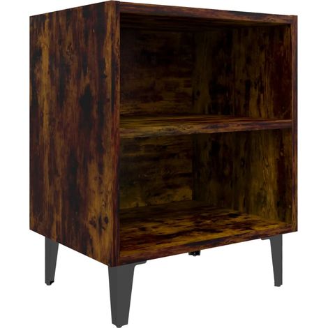 Table de chevet - Bout de Canapé Armoire De Rangement avec pieds en métal Chêne fumé 40x30x50 cm BV581973 - BonneVie (1/5)