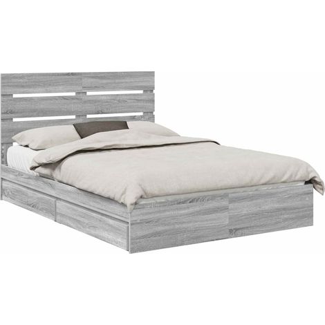 Letto con Contenitore con testiera Grigio Sonoma 160 x 200 cm vidaXL