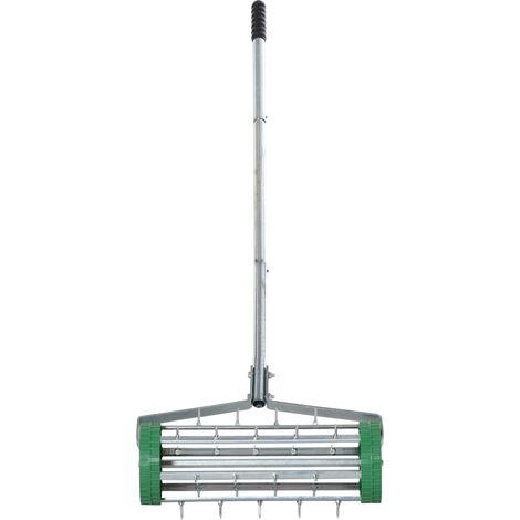 Aérateur manuel de gazon en acier 139 x 43,5 x 15 cm avec roues en plastique (1/5)