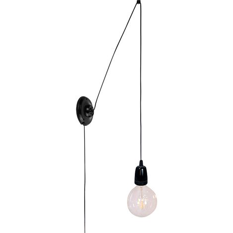 Kit de suspension pavillon céramique, câble tissu noir carbonne long. 3m, douille E27 céramique noir, passes-câbles - Tibelec (1/5)