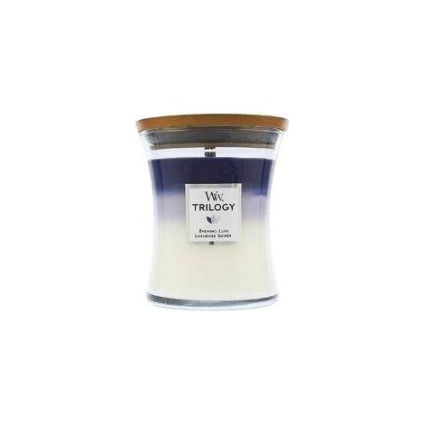 Woodwick Trilogie Soirée Luxe vela violeta blanco 18 cm (1/3)