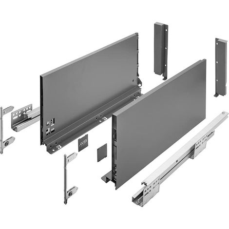 GTV Guide per cassetti AXIS PRO I estraibili per cassetti con estrazione, colore antracite, portata fino a 40 kg, push to open con sincronizzazione, accesso libero, larghezza: 350 mm, altezza: 200 mm