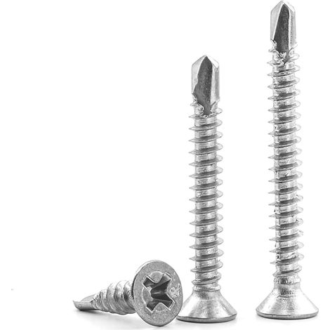30 vis autoperceuses à tête plate Phillips M4.2 M4.8, longueur 13–50 mm, en acier inoxydable 410