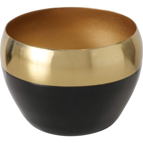 Boltze Windlicht Malva rund gold, schwarz Ø 8 cm H: 6 cm eisen handgemalt