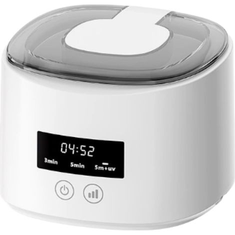 Nettoyeur Ultrasonique - 48 kHz - Avec Lampe UV - Pour Bijoux Lentilles Contact Aligneurs Retainers Prothèses Dentaires - 1 Pièce (1/5)