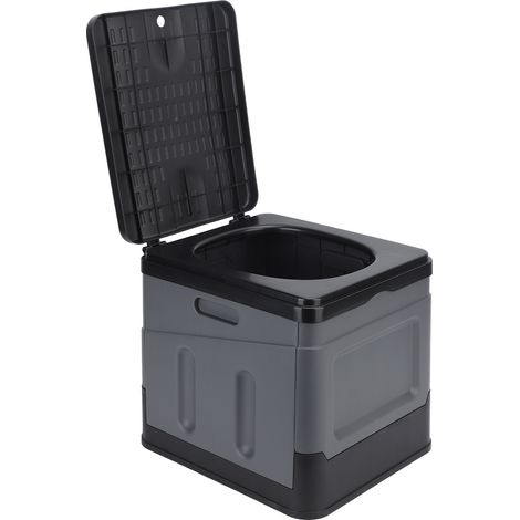 Ortviai Toilette Portable Pliable pour Camping et Voyage – Siège Hygiénique avec Couvercle, Noir/Gris, 20 L (1/5)
