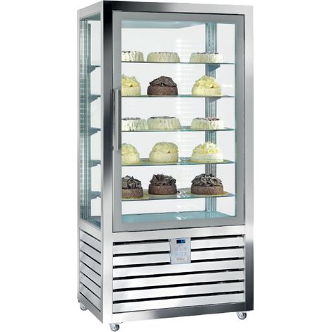 VITRINE POSITIVE VENTILÉE - 3 PORTES - 10 ÉTAGÈRES VERRE + 6 ÉTAGÈRES TOURNANTES - 1388 L - Isotech