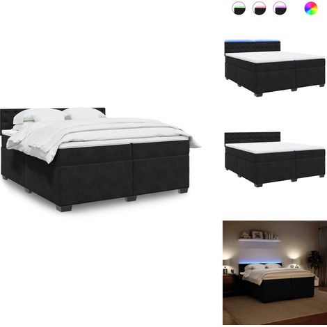 Boxspringbett mit Matratze Schwarz 200x200 cm Samt - Boxspringbett - Doppelbett - Samtbett - Samt - Luxusbett (1/5)