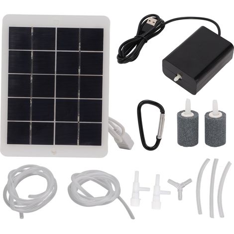Pompe à oxygène solaire avec interface de sortie 3W5V, oxygénateur solaire portable pour les voyages, le camping et le cyclisme (1/5)