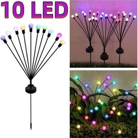 Guirlande lumineuse solaire (10 LED multicolores) effet lucioles, étanche, pour terrasse ou allée. Idéale pour décorer patio et allée. (1/5)