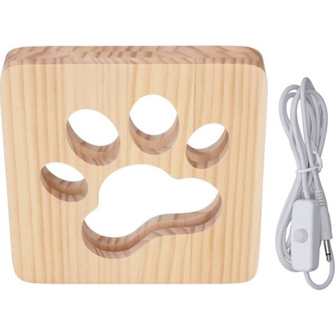 Beyamis Veilleuse patte de chat 3D – bois ajouré, lumière douce, USB, protection yeux, chambre (1/5)