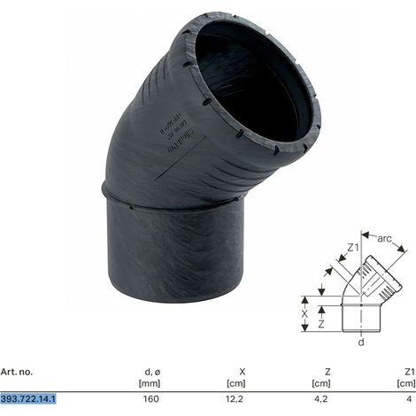 Curva 45° Geberit Silent-Pro ø160mm PP 393.722.14.1