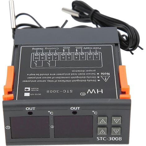 STC-3008 Dual-Display Dual-NTC-Sonden-Temperaturthermostatregler (110-220 VAC)