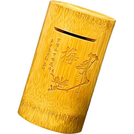Boîte en Bambou Porte-Monnaie Banque Seulement sauver la Pot à pièces en Bois Pot à économies Vintage de Noel Ornement de Bureau Fournitures pour la Maison (1/5)
