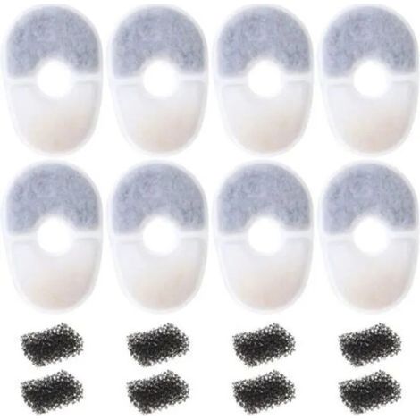 Filtres pour fontaines à eau pour animaux, lot de 8 avec 8 éponges filtrantes, de rechange pour fontaines (1/4)