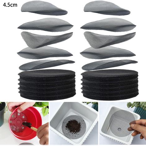Tampon, de maille de trou de Pot de fleur de 500 pièces, écrans de trou de Drainage de Pot de plante de 45mm, Anti-perte de sol, maille de tapis (1/5)