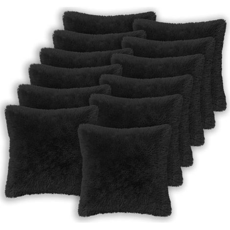 Kissenbezug 12 pcs HEERLEN Schwarz 50 x 50 cm PV Fleece vidaXL