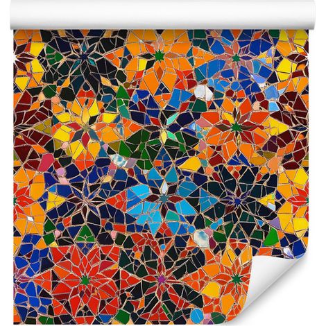 Papier peint mosaïque mexicaine or et rouge 50x1000 cm (1/5)