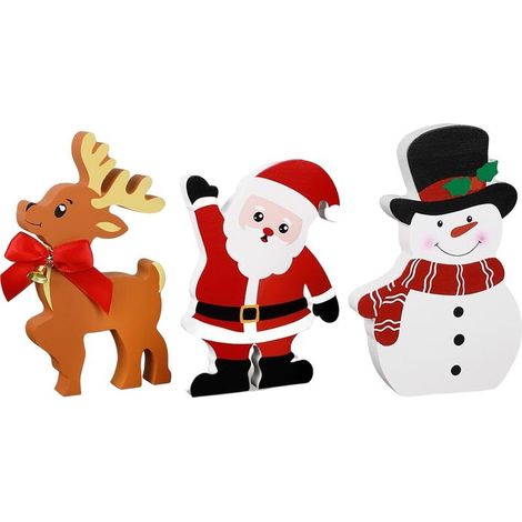 Decorations of Christmas bonhomme of snow for inside, set of 3 plateaux decorative months with bonhomme of snow, blocs of wood bonhomme of snow for decorate a table of Christmas, a party, a (1/5)