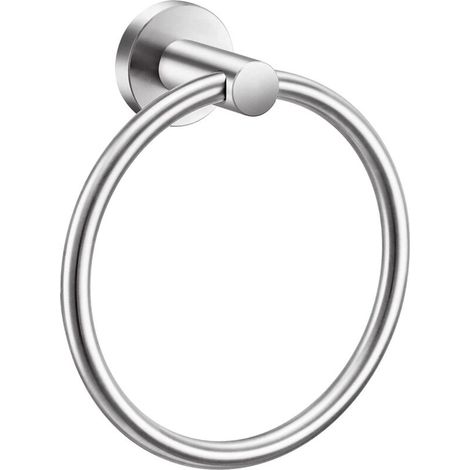 Anneau porte-serviettes chromé - Porte-serviettes pour mur de salle de bain - Porte-serviettes rond simple pour salle de bain - Porte-serviettes de salle de bain en acier inoxydable(ponçage) (1/5)