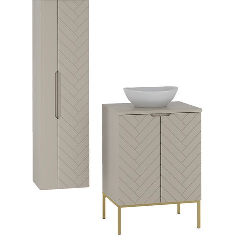 Waschtisch und Hängesäule 60cm Daria, Kaschmir (1/5)