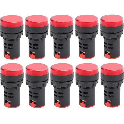 10PCS AD16-22DS Voyant Lumineux Rouge Haute Luminosité LED Témoin Indicateur pour Signalisation AC/DC24V (1/5)