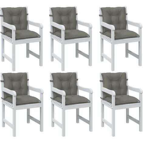 Cojines para silla respaldo bajo 6 ud tela gris oscuro melange