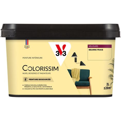 Peinture murale intérieure Colorissim® V33 Beurre frais Velours 2L