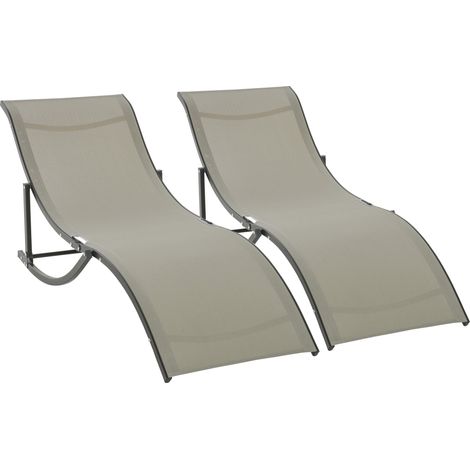 easycomfort set 2 sdraio da giardino pieghevoli, lettino prendisole in alluminio e textilene, 61x165x63cm (1/5)