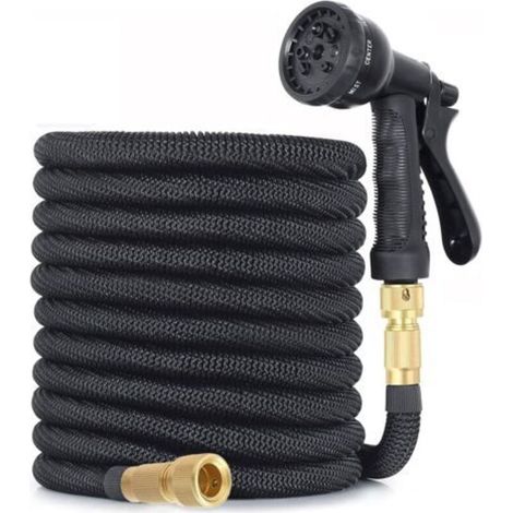 Tuyau d'arrosage extensible à 8 fonctions, flexible et léger pour arroser, nettoyer le jardin, laver la voiture, irriguer, baigner les animaux domestiques, tuyau d'arrosage avec sac de rangement (15 m (1/4)