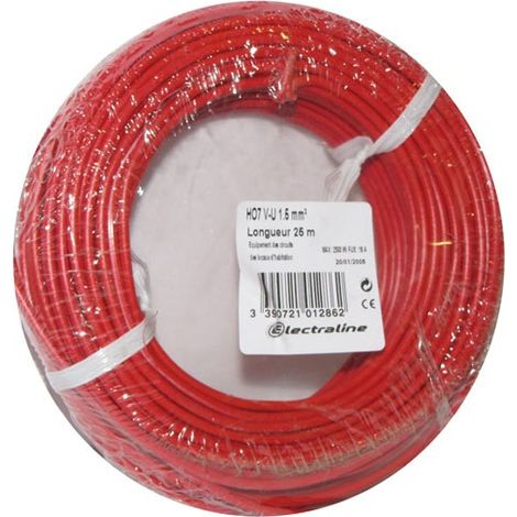 H07vu Kabel 1x1,5 10m Rot Krone - Electraline