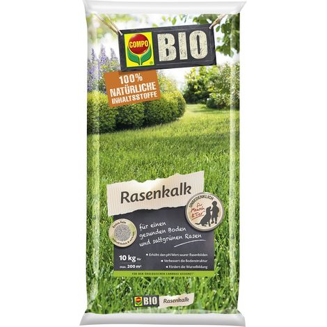 COMPO BIO Rasenkalk, Zur Erhöhung des pH-Werts saurer Böden, für 200 m2, Feingranulat, 10 kg (1/5)