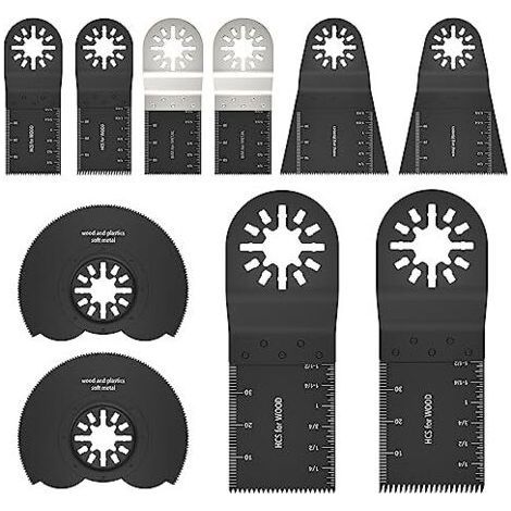 ALLIANDISKit de lames scie pour outil multifonction 10 pièces, accessoires oscillants bois, plastique et métal, Multimaster Fein Multimaster, Bosch, Black&Decker One-Light - (1/5)