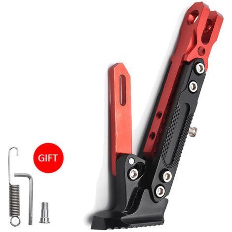 Cavalletto laterale rosso per moto, cavalletto laterale universale per moto, cavalletto di parcheggio regolabile, cavalletto a treppiede (1/5)