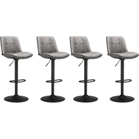 Lot de 4 tabourets de bar pivotants haut réglable 48.5 x 43 x 93.5-114 cm design moderne salle à manger en PU gris tourterelle (1/2)