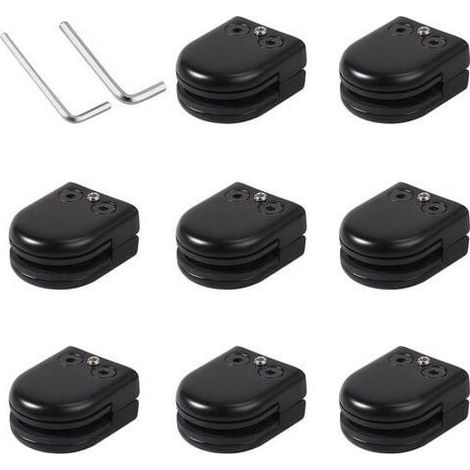 Lot de 8 pinces à verre en acier inoxydable 304 noir – Support solide pour verre 8-10 mm – Finition polie – Installation facile (1/5)