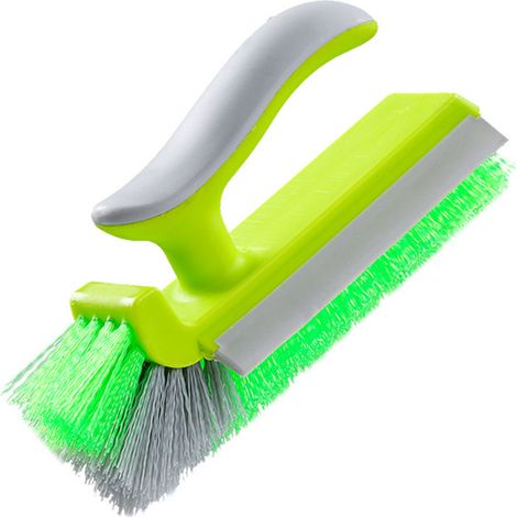 Brosse d'angle en V brosse de nettoyage pour joints carrelage salle de bain cuisine grattoir miroir plastique vert 18x9.8cm (1/4)
