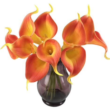 Fleur Artificielle Calla Lily - Tige Flexible en Fil Métallique Enrobé de Plastique - Matériau PU Réaliste au Toucher - Décoration Mariage Fête Intérieur Extérieur - Lot de 10 Pièces (1/5)