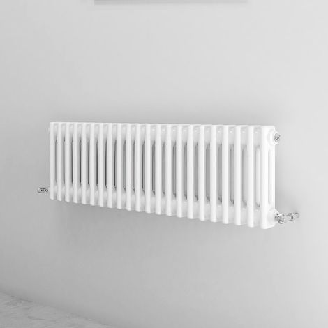 Acezanble 300x1010mm 2 Column White Horizontal Traditional Cast Iron Style Radiator