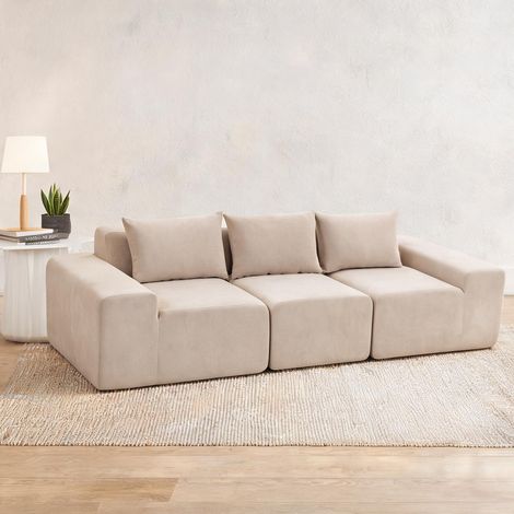 Canapé beige en chenille polyester 320 x 107 x 72 cm (1/5)