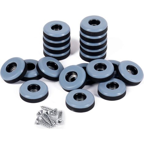 Packung mit 20 Teflon-Gleitern (25 mm) inklusive Schrauben für leichtes Verschieben auf Teppich- und Hartholzböden (blaugrau) (1/5)