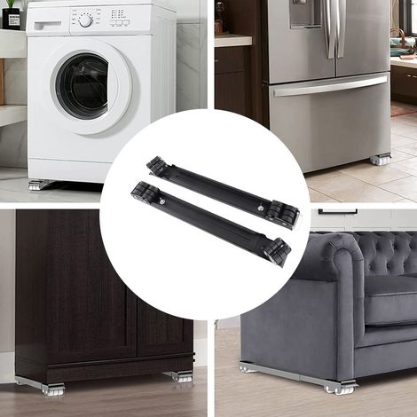 Ortviai Roulettes Rétractables pour Appareils Ménagers – Charge Max. 300 kg, Base Universelle avec 24 Roues et Levier, Noir (1/4)