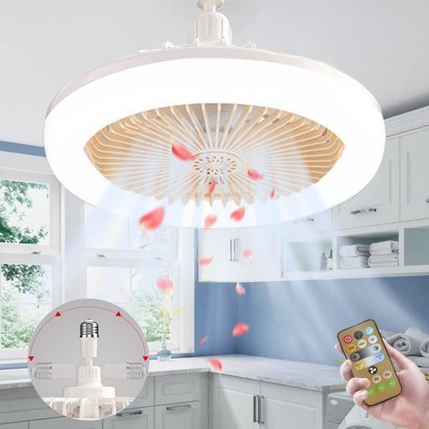 Lampe Ventilateur Plafond,Luminaire Ventilateur Plafonnier,E27 Lustre Ventilateur de Plafond Silencieux Avec Lumiere et Telecommande,Ventilo Plafond Avec Lumière (1/5)