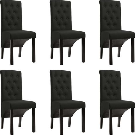 Lot de 6 chaises de salle à manger cuisine design classique tissu noir CDS022712 (1/5)