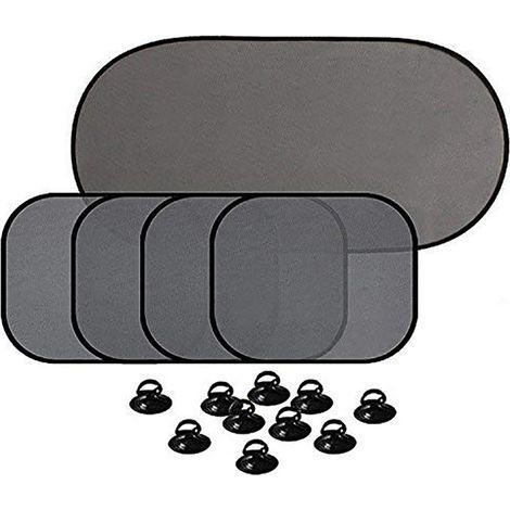 Set mit 5 Auto-Sonnenblenden mit Saugnäpfen für Seitenscheiben und Heckscheibe. (1/5)