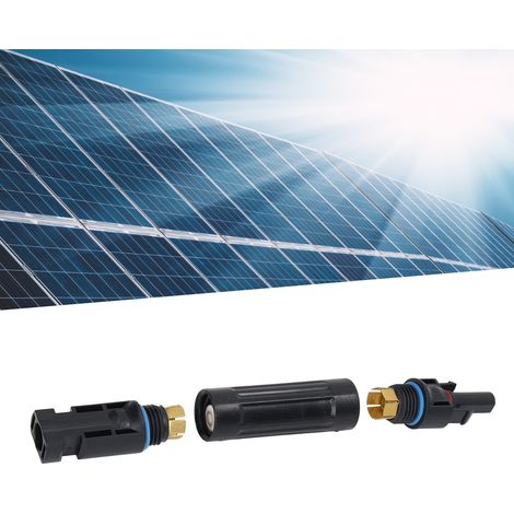 Der Photovoltaik-Stecker MC4 verfügt über einen integrierten Sicherungshalter und ist gemäß IP67 wasserdicht und eignet sich zum Anschluss von Solaranlagen. (1/5)