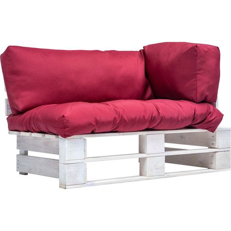 vidaXL Canapé de jardin palette avec coussins rouge pinède (1/3)