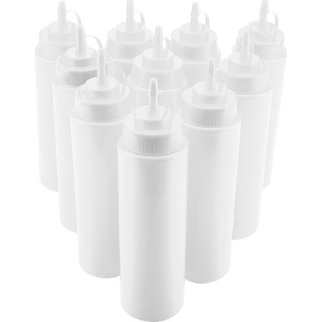 Distributeur de condiments en plastique 720 ml 10 pièces/ensemble pour sauce huile crème vinaigre (blanc) (1/5)