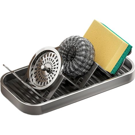Porte-Savon Acier Carbone avec égouttoir Multi-Compartiments Support présentoir pour de savon Maison Salle de Bain Cuisine Évier Coin Plan Travail Ferme Restaurant Camping-Car (1/5)